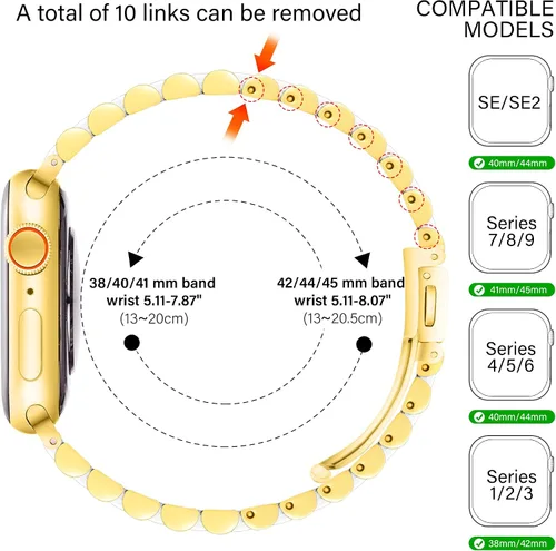 Miniatura 2 de Correa de metal de lujo y fina compatible con Apple Watch Band de 1.732 pulgadas con funda de 1.732 pulgadas para mujer, joyería mejorada delgada