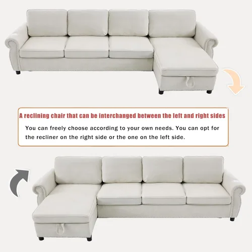 Miniatura 8 de 106" L Shaped Pull Out Sofa Bed, Modern Modular 4 Seater Storage Couch, 2-in-1 Sleeper Sofa Bed with Reversible Chaise and Wireless&USB Ports