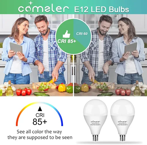 Miniatura 4 de comzler Bombilla LED E12 con base de candelabro, bombilla pequeña equivalente a 60 W, 4000 K, luz natural de día, bombillas para ventilador de techo
