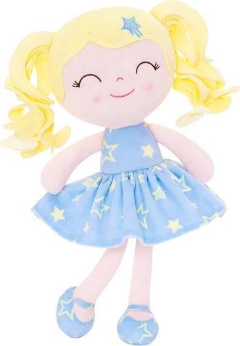 Gloveleya Muñecas de bebé suaves y acogedoras, primeros regalos para niñas, muñeca de bebé con vestido azul estampado de estrellas, Serie Galaxia