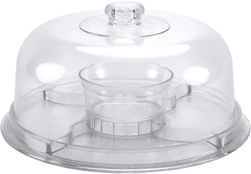 Miniatura 8 de Soporte de pastel con cubierta de cúpula, uso multipropósito 6 en 1, soporte de pastel con tapa, fuente para servir, tazón para ponche, fuente