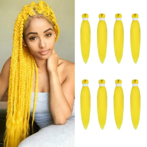 Miniatura 88 de 8 paquetes de extensiones preestiradas - 16 pulgadas de cabello trenzado premium, 55G/paquete, sin picazón, fijación en agua caliente, textura Perm