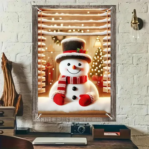 BlissYard Cubierta de ventana de Navidad de 31 x 47 pulgadas, póster de muñeco de nieve para decoración de ventana de vacaciones de invierno,