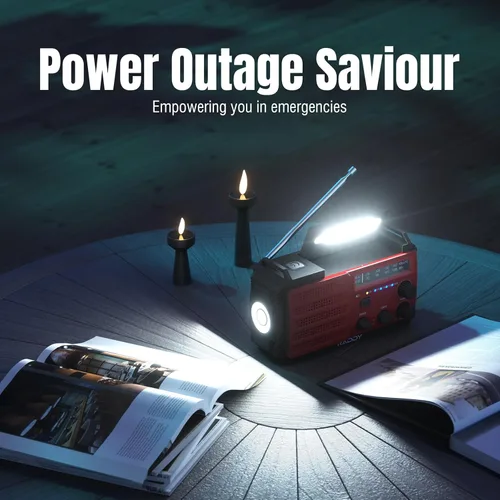 Miniatura 5 de Batería de 37000 mWh: radio de emergencia Raddy SW10, manivela solar, radio AM FM NOAA con linterna de batería recargable, brújula de alarma SOS