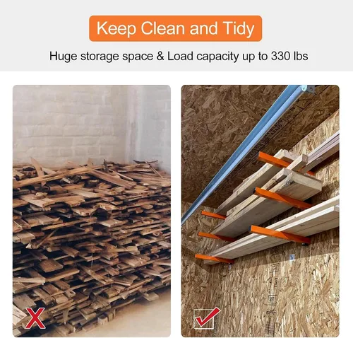 Miniatura 3 de Ultrawall Organizador de madera de montaje en pared y estante de metal para almacenamiento de madera para cobertizo, taller, garaje con 3 niveles