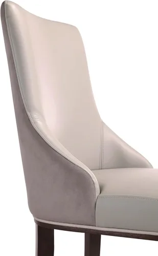 Miniatura 8 de Manhattan Comfort Shubert - Silla de comedor moderna de terciopelo y piel sintética, diseño de doble tapicería sobre marco de madera de haya maciza