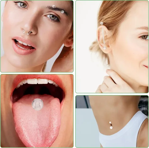 Miniatura 6 de Yolev 66 piezas de retenedores de piercing transparentes para cirugía – Flexible Bioflex nariz tabique oreja ceja lengua ombligo anillos