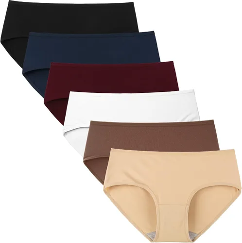 INNERSY - Calzones de algodón con estilo hipster para mujer, disponible en tallas normales y tallas grandes, paquete de 6 unidades