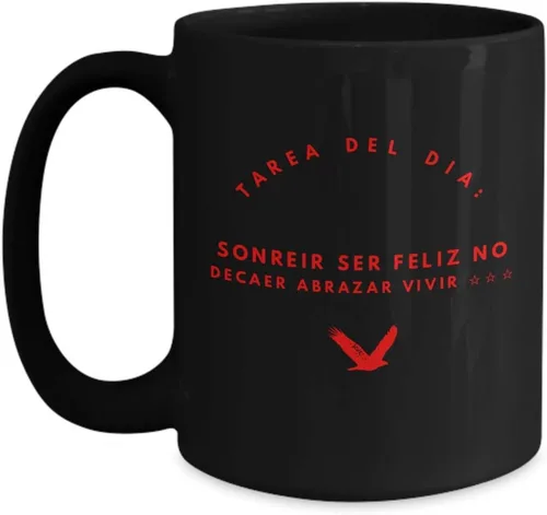 Miniatura 3 de Taza Cafe Sonreir Vaso, taza de café divertidas, tazas personalizadas, taza de café inspiradoras, taza con mensajes positivos., 11onza, Negro