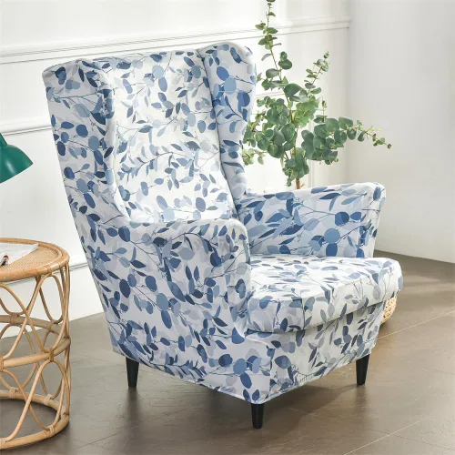 Miniatura 3 de Fundas para silla Wingback, 2 piezas, fundas elásticas elegantes para silla de ala con parte inferior elástica, protector de muebles para Hojas