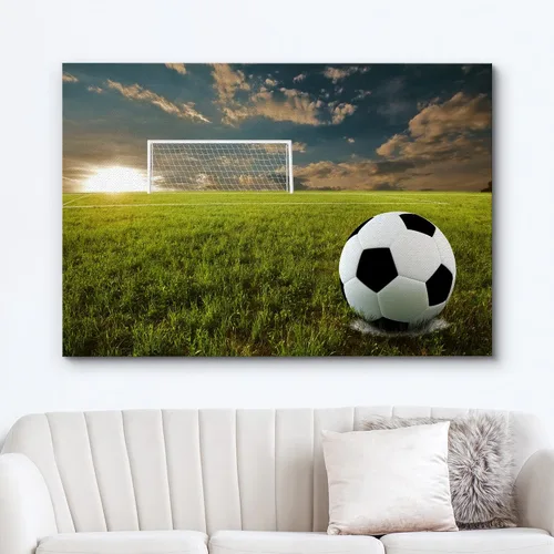 Miniatura 2 de .Wall26, lienzo de pared con pintura de pelota de tenis sobre piso de cancha. Balón de fútbol