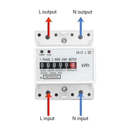 Miniatura 5 de Medidor eléctrico, KWh Meter, Monofásico 4P LED DIN-Rail Electricidad Consumo de Energía Wattmeter Medidor de Energía, 10-40A
