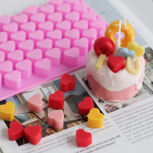 Miniatura 3 de Molde de silicona en forma de corazón para derretir cera, 2 unidades de 55 cavidades de corazón de San Valentín, molde de silicona para chocolate