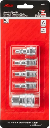 Miniatura 5 de Milton S-213 1/4" NPT A Style Acoplador y enchufe Kit – 5 piezas
