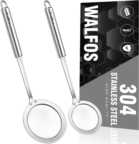 Miniatura 12 de Walfos Cuchara espumadera, colador de malla fina de acero inoxidable 304, filtro de aceite para espuma, colador de malla ultrafina perfecto