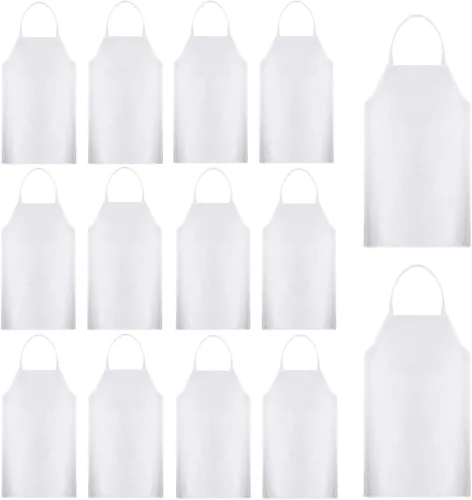 Delantales unisex con peto, paquete de 12 delantales de chef blancos con lazos extralargos, lavables para mujeres y hombres, cocinar, restaurante,