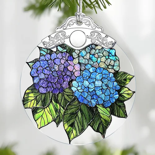 Miniatura 20 de Adorno de Vidrio Manchado de Puesta de Sol en la Playa, Adorno Navideño – Decoración de Árbol de Navidad, Decoración Festiva, Relleno de Calceti