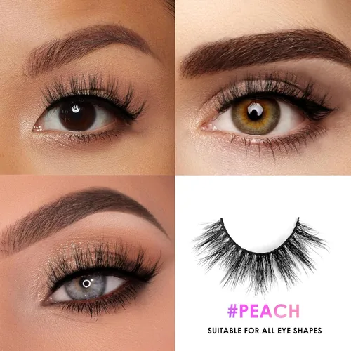 Miniatura 4 de Pestañas de visón de 0.630 in, 3 pares de pestañas cortas de visón real, aspecto natural, pestañas postizas 100% hechas a mano, aspecto de ojos