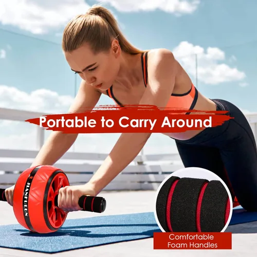 Miniatura 3 de Rueda de rodillo abdominal, equipo de entrenamiento abdominal para entrenamiento de fuerza abdominal y central, ruedas de ejercicio para gimnasio
