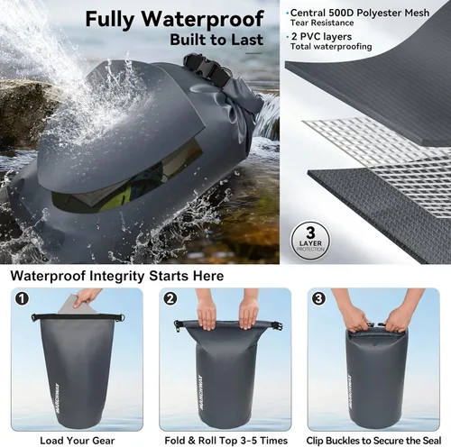 Miniatura 3 de MARCHWAY - Bolso seco flotante e impermeable 1.32/2.64/5.28/7.93/10.57 galones, parte superior enrollable, mantiene secos equipos de kayak rafting