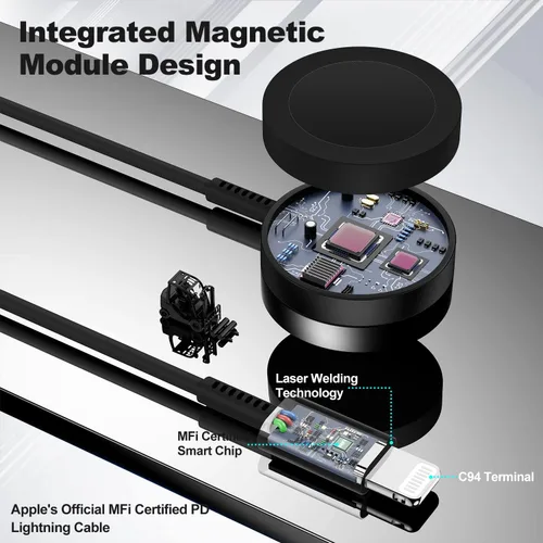 Miniatura 2 de Cable de carga USB C mejorado para Apple Watch, [certificado Apple MFi], cable de carga magnético para iWatch de 6 pies, cable de carga tipo C 2