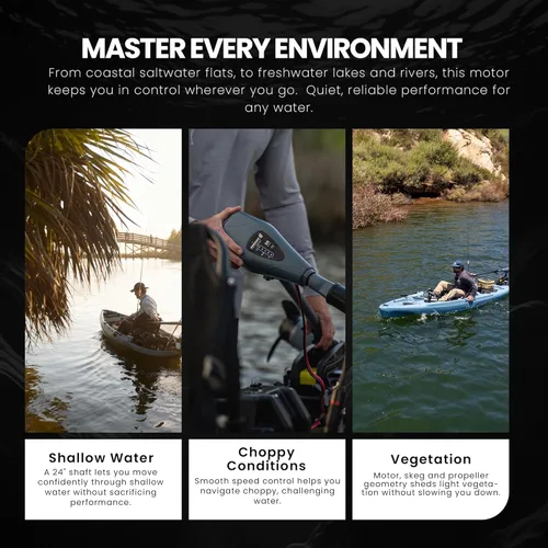 Miniatura 5 de Newport Kayak Series - Motor eléctrico de pesca de curricán de 36 libras de empuje montado en popa para agua salada con indicador de batería LED