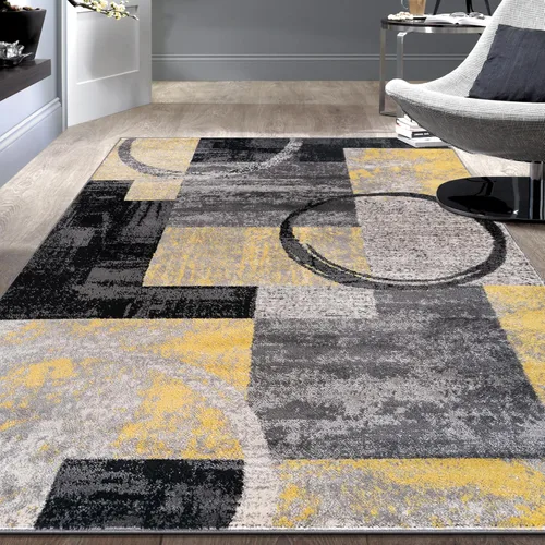 Miniatura 43 de Rugshop - Alfombra contemporánea con diseño abstracto de círculos, alfombra con respaldo de yute para entrada, cocina o habitación pequeña, marrón