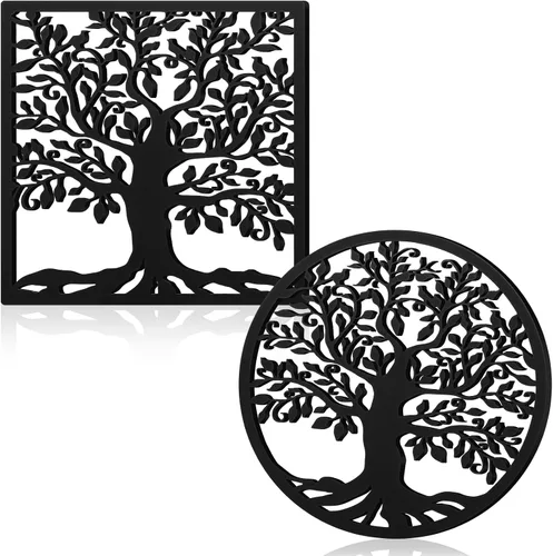 Beeveer Juego de 2 salvamanteles de hierro fundido para platos calientes de 7.1 pulgadas, juego de salvamanteles de árbol de metal de 7.1 pulgadas,