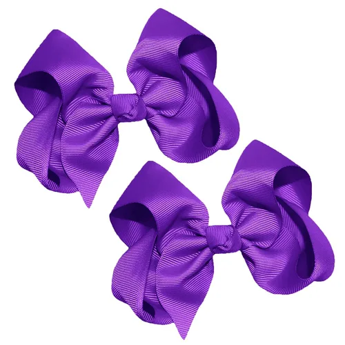 Miniatura 56 de WEBB DIRECT2U Juego de dos lazos para el pelo de grogrén sólido de 4 pulgadas, pinzas de cocodrilo, color verde manzana