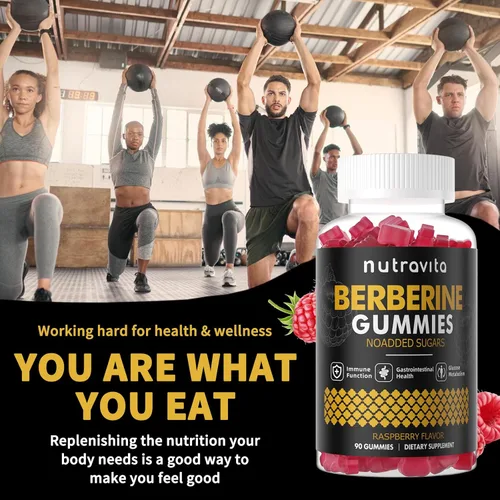 Miniatura 7 de Nutravita Gomitas de berberina con canela de Ceilán, 1500 mg de berberina de alta potencia, suplemento para apoyo inmunológico y metabolismo