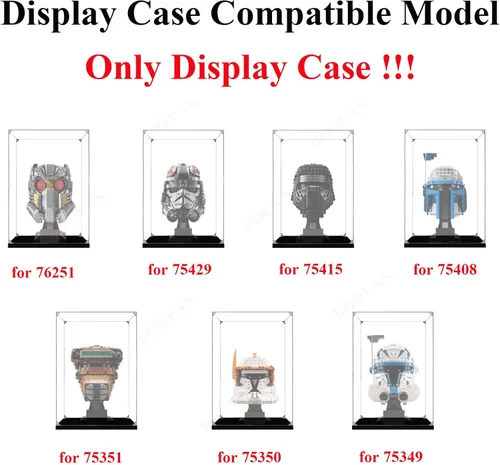 Miniatura 3 de Vitrina de casco para casco Lego 75304 75328 75277 76165 75276 75305 75349 75350 75351, caja transparente de acrílico, 7.8 x 7.8 x 9.4 pulgadas
