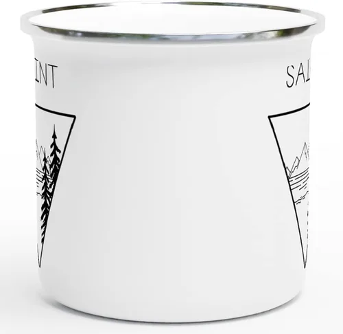 Miniatura 4 de Taza de campamento esmaltada personalizada. Tazas de café de cerámica personalizadas para campamento y senderismo, regalo de San Valentín