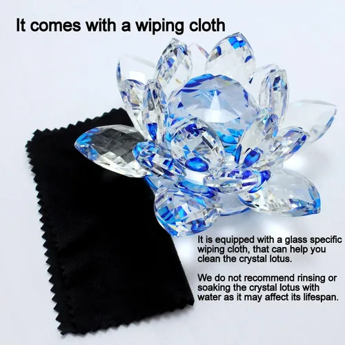 Miniatura 4 de Flor de loto de cristal brillante, 4 pulgadas, reflejo de loto de cristal transparente para Feng Shui, decoración del hogar, adornos o peso de papel