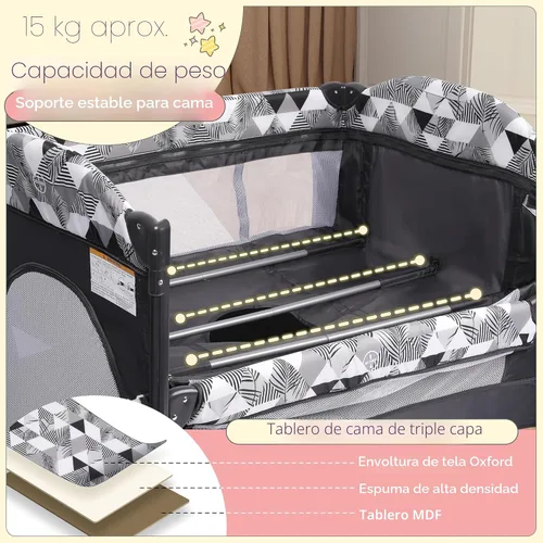 Miniatura 7 de Xilingol Moisés de bebé 5 en 1 junto a la cama, corralito portátil con mesa cambiadora, cuna de bebé con bolsa de transporte, moisés de colecho que