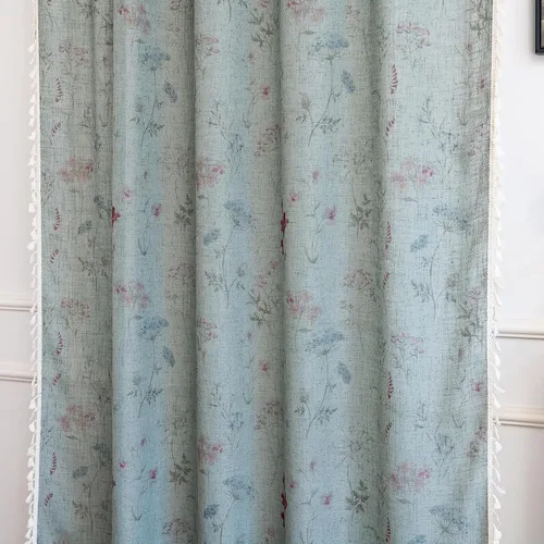 Miniatura 9 de Cortinas florales de granja semiopacas para sala de estar, de 63 pulgadas de largo, mezcla de lino y algodón, paneles de cortina de ventana cortos