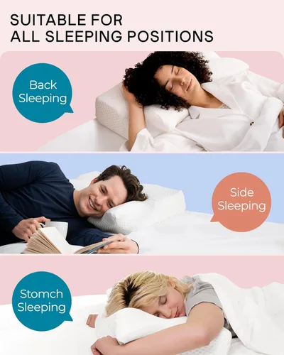 Miniatura 8 de Almohadas cervicales de espuma viscoelástica Elviros para el dolor de cuello y hombros, almohada para el cuello para dormir, almohadas para dormir