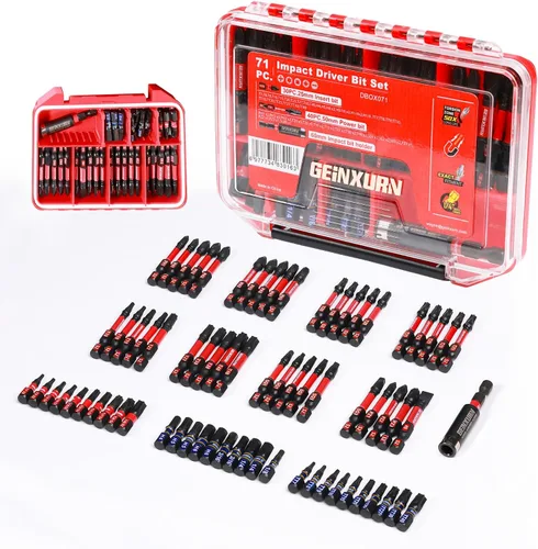 Geinxurn Juego de Puntas de Destornillador de Impacto, 71 Piezas, Estuche de Almacenamiento Magnético de Acero S2, Puntas de Inserción Múltiple para