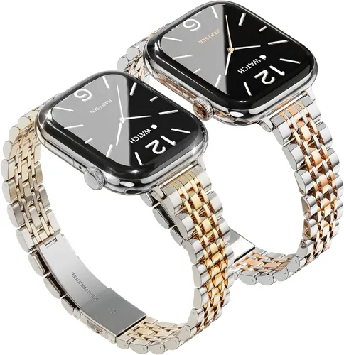 Miniatura 12 de Slim Metal Band Compatible with Apple Watch Bands for Women, Series 11/10/9/8/7/6/5/4/3/2/1/SE, 46/42mm (S11/10), 45/44/42mm, 41/40/38mm Stainless
