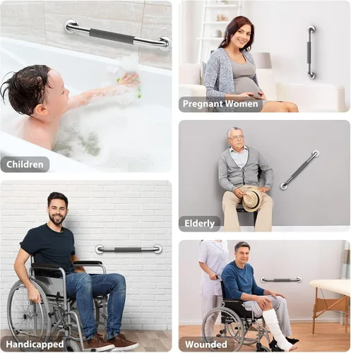 Miniatura 7 de opove Barras de agarre de 16 pulgadas para ducha y baño, asas de ducha antideslizantes para ancianos, personas mayores, discapacitados y mujeres