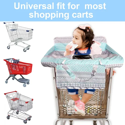 Miniatura 5 de Funda para carrito de compras para bebé 2 en 1 Funda para silla alta con arnés de seguridad Multifuncional Patrón de dinosaurio Cubiertas de carrito