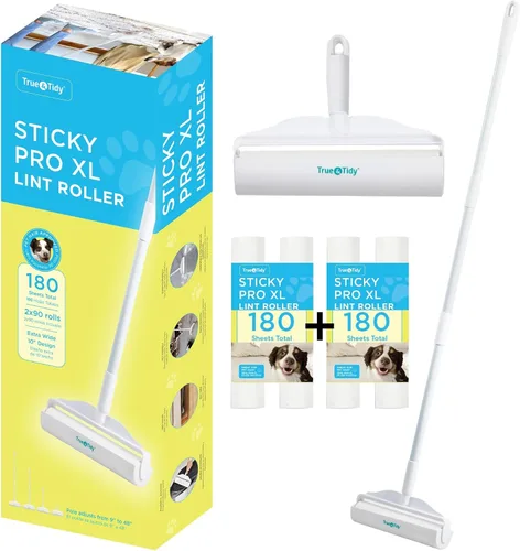 Miniatura 10 de True & Tidy StickyPro - Juego de rodillos de pelusa XL con 2 repuestos de rodillos para pelusas, resistente, duradero, mango ajustable, funciona muy