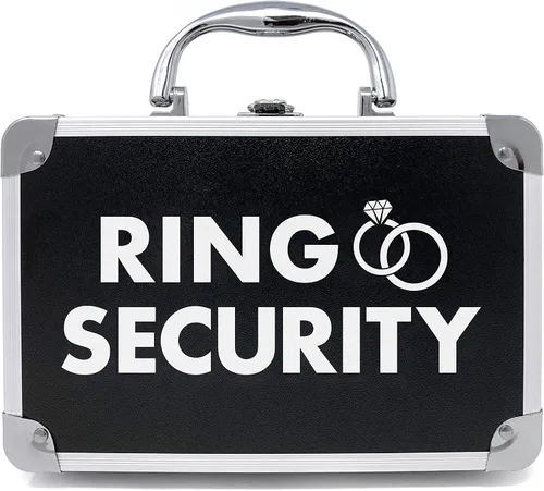 THE RING LEGEND Maletín de seguridad para anillos con ranuras acolchadas para sostener anillos, regalos de portador de anillos, funda de seguridad