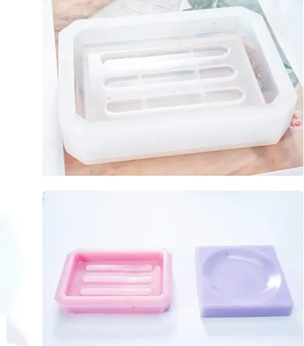Miniatura 4 de 2 moldes de resina para jabonera, molde rectangular de silicona para bandeja de jabón, moldes redondos de resina epoxi para joyería de bricolaje
