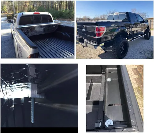 Miniatura 4 de DEWHEL Universal Premium Caja de Herramientas de Servicio Pesado con Sujeción, Ganchos en J de Aluminio, Caja de Herramientas Cruzada para Pickup