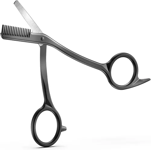 FERYES Tijeras recortadoras de cejas con peines, tijeras de acero inoxidable y peine en uno, tijeras de precisión para recortar cejas para mujeres y