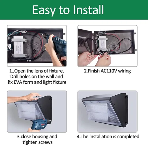 Miniatura 6 de Luz LED de Pared con Fotocélula de Anochecer a Amanecer, 100W 13000LM 5000K Luz de Día, Entrada AC100-277V, Equivalente a 500W HPS/HID, Iluminación