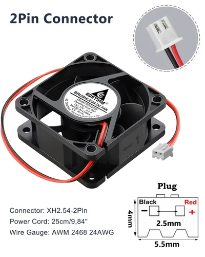 Miniatura 4 de GDSTIME Paquete de 2 rodamientos de bolas dobles de 2.362 in x 2.362 in x 0.984 in, 12 V, ventilador de enfriamiento sin escobillas de CC de 2 pines