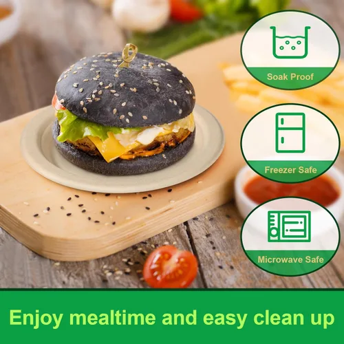Miniatura 6 de Platos de papel pequeños de 7 pulgadas, paquete de 300 platos de papel desechables a granel, platos de postre 100% compostables, platos de papel