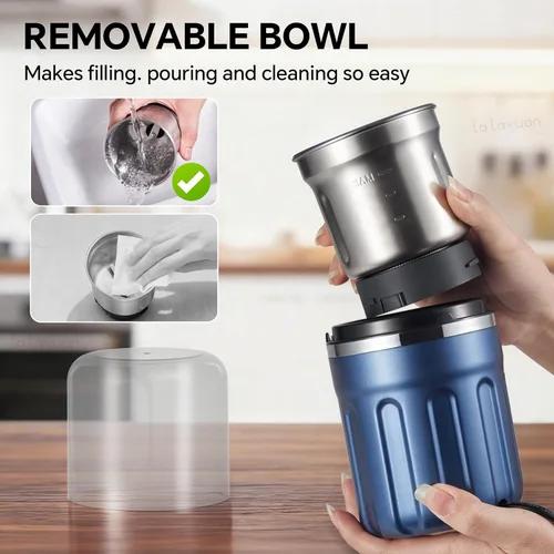 Miniatura 3 de Molinillo de café eléctrico, 28000 rpm, vegetales, semillas, molienda de especias, molienda en húmedo de cocina y molienda en seco 2 en 1, cuenco