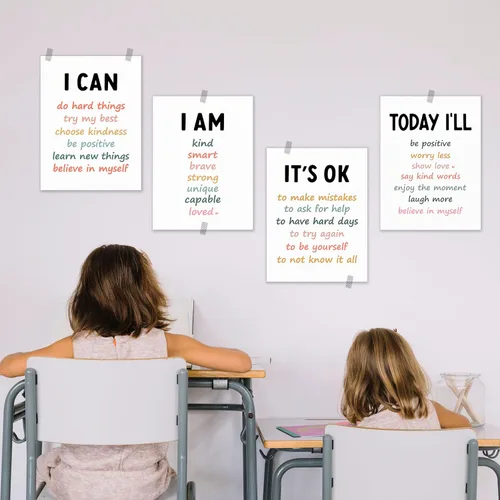 Miniatura 5 de BESERH Positive Affirmation Wall Decor, Inspirational Motivational Quote Wall Art Prints Posters for Classroom Kids Room Nursery Playroom, 12x16